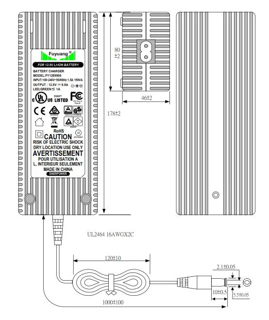 Polnilec za 12V baterijo / 10A DC 2.1