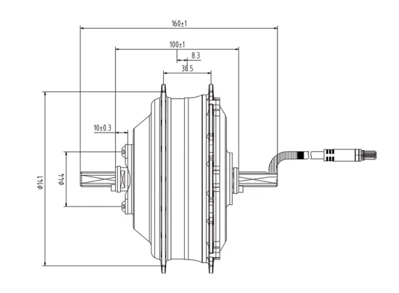 Motor Shengyi DGWX1 v sprednjem pestu 250W 36V 45Nm Brushles