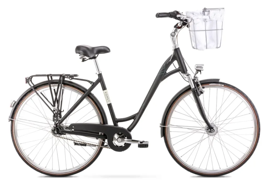 City bike ROMET ART DECO LUX, with a basket (Gray, M)
