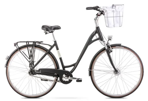 City bike ROMET ART DECO LUX, with a basket (Gray, M)
