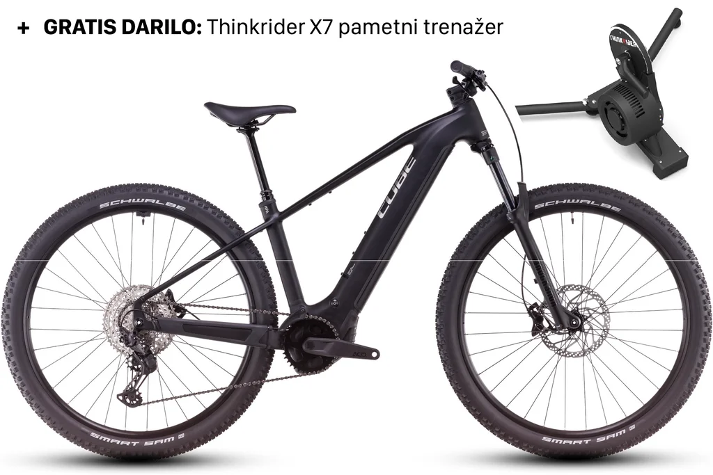Električno kolo CUBE REACTION HYBRID RACE 800 black'n'metal 2025 + THINKRIDER X7 (XXL)