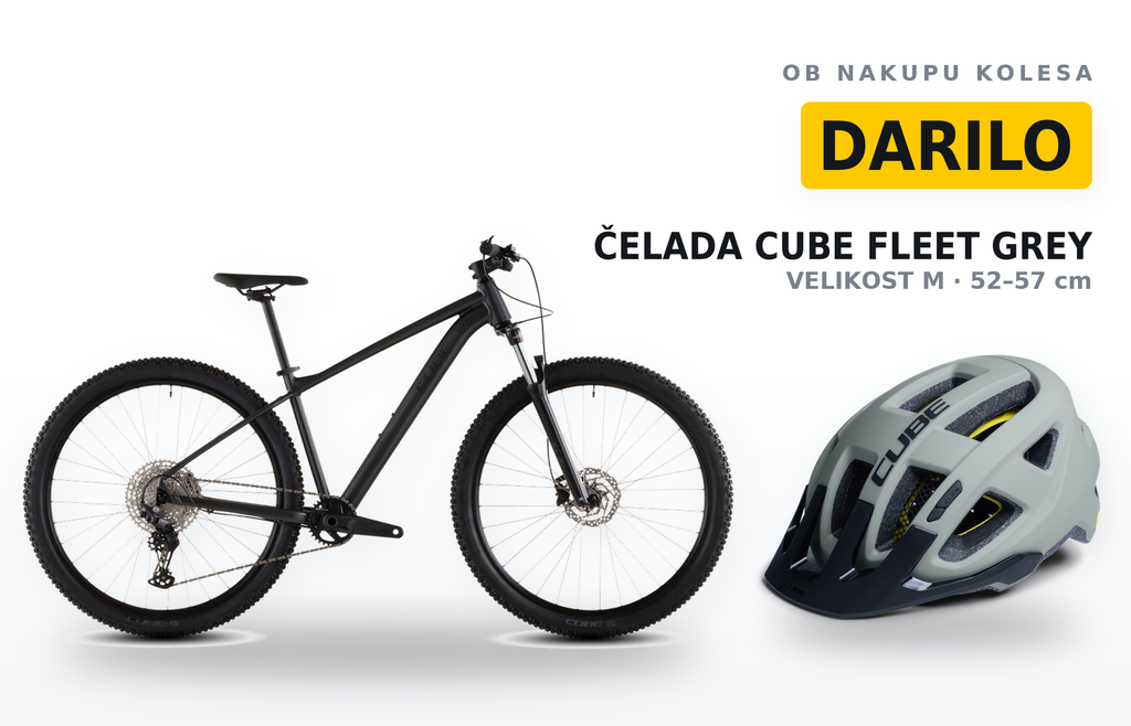 Mountain bike CUBE Aim SLX slateblack´n´black 2026 + Cube Fleet Grey Helmet, M - 52-57
