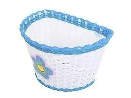 Bike basket Plastic white blue with flower